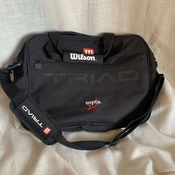 Wilson Bag Unisex 15.5” USPTA Triad Black Tennis Gym Shoulder Travel Case - Picture 2 of 13